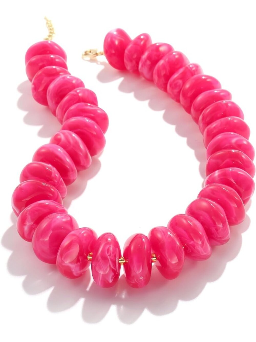 Women's Rose Resin Beaded Choker Gold Plated Chunky Large Bead Necklace